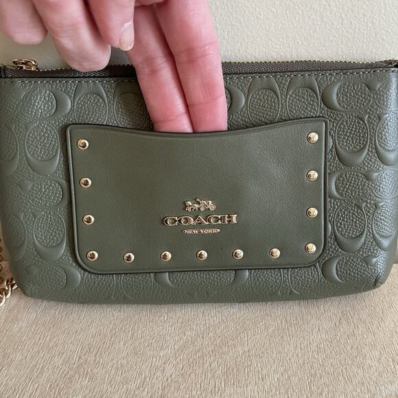 Coach Signature Embossed Leather Wristlet - Picture 4 of 16